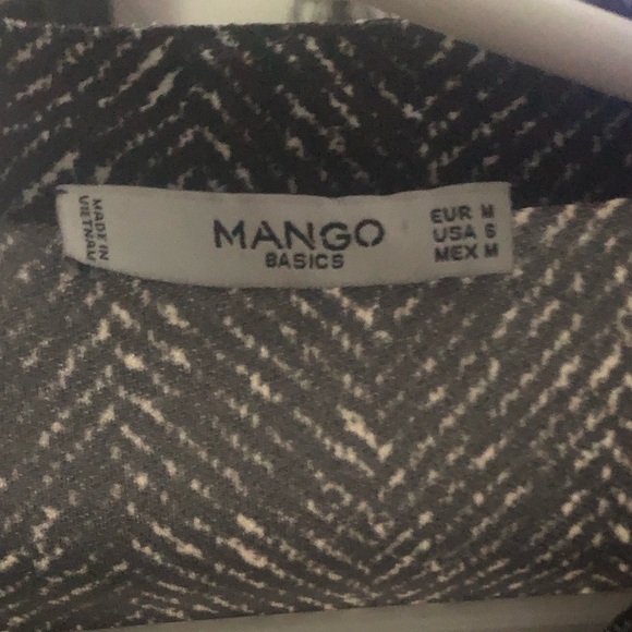 Mango Herringbone Shift Deep V Neck Dress with Asian collar - Picture 7 of 9